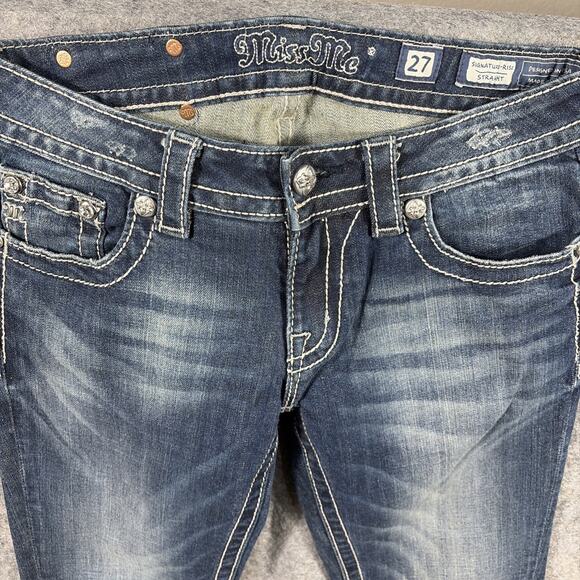 Miss Me Womens Ankle Straight Mid-Rise Distressed Raw Hem Jeans Size 27 - Picture 11 of 13